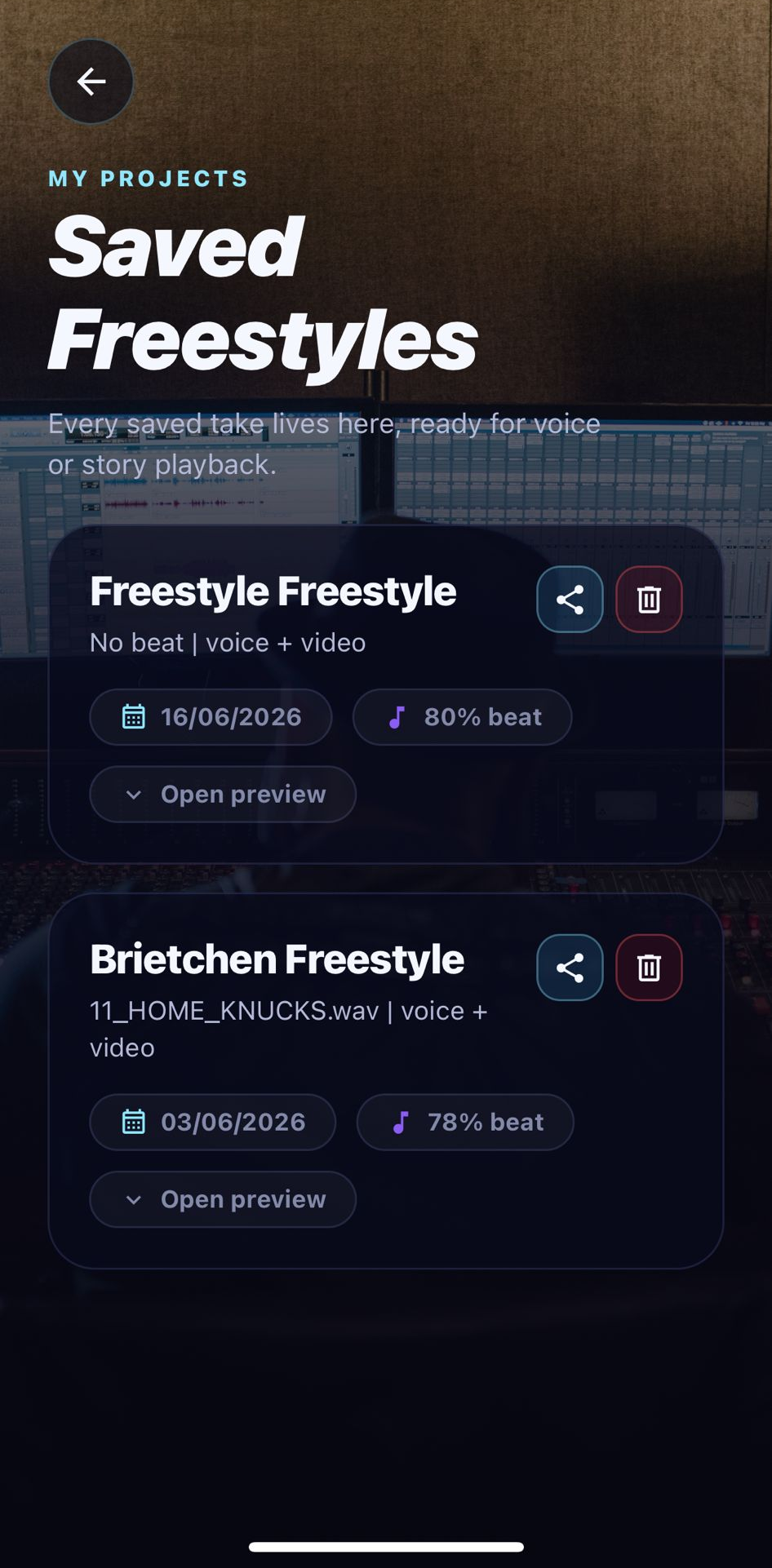 Saved freestyles